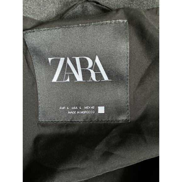 ZARA 4 Way Stretch Black Snap Front Lightweight Blazer Shirt Jacket Large - Picture 8 of 9